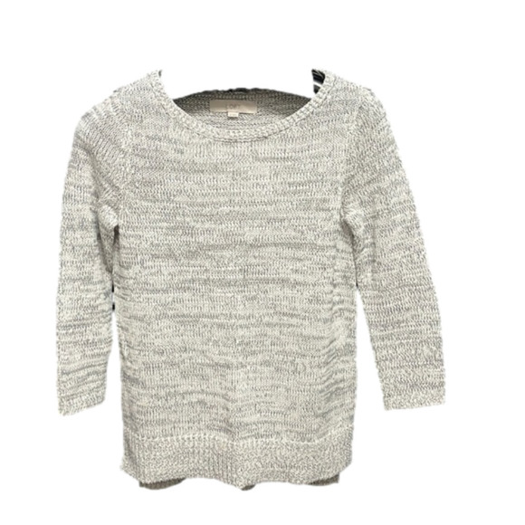 Loft- white with black crewneck sweater, back slightly longer than front - Picture 1 of 6